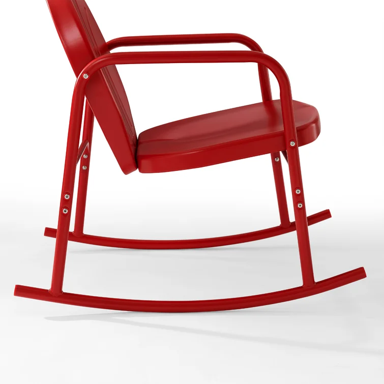 Burley 3 Pieces of Outdoor Rocking Chair Set Bright Red Gloss - Side Table & 2 Rocking Chairs