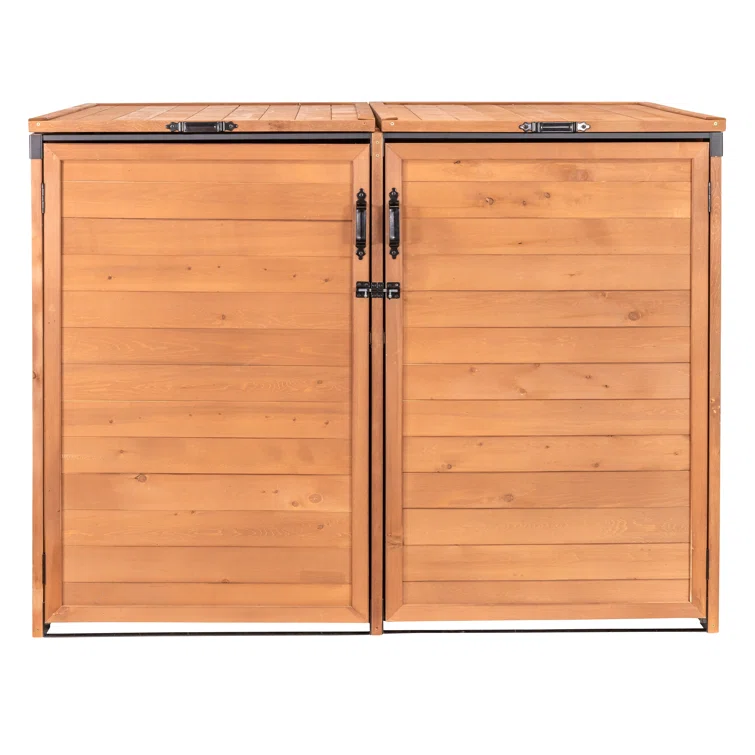 Horizontal Solid Wood Lean-To Garbage Shed