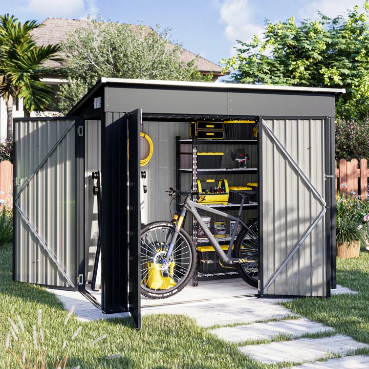 4' X 8' Shed Outdoor Storage Shed With Triple Lockable Door