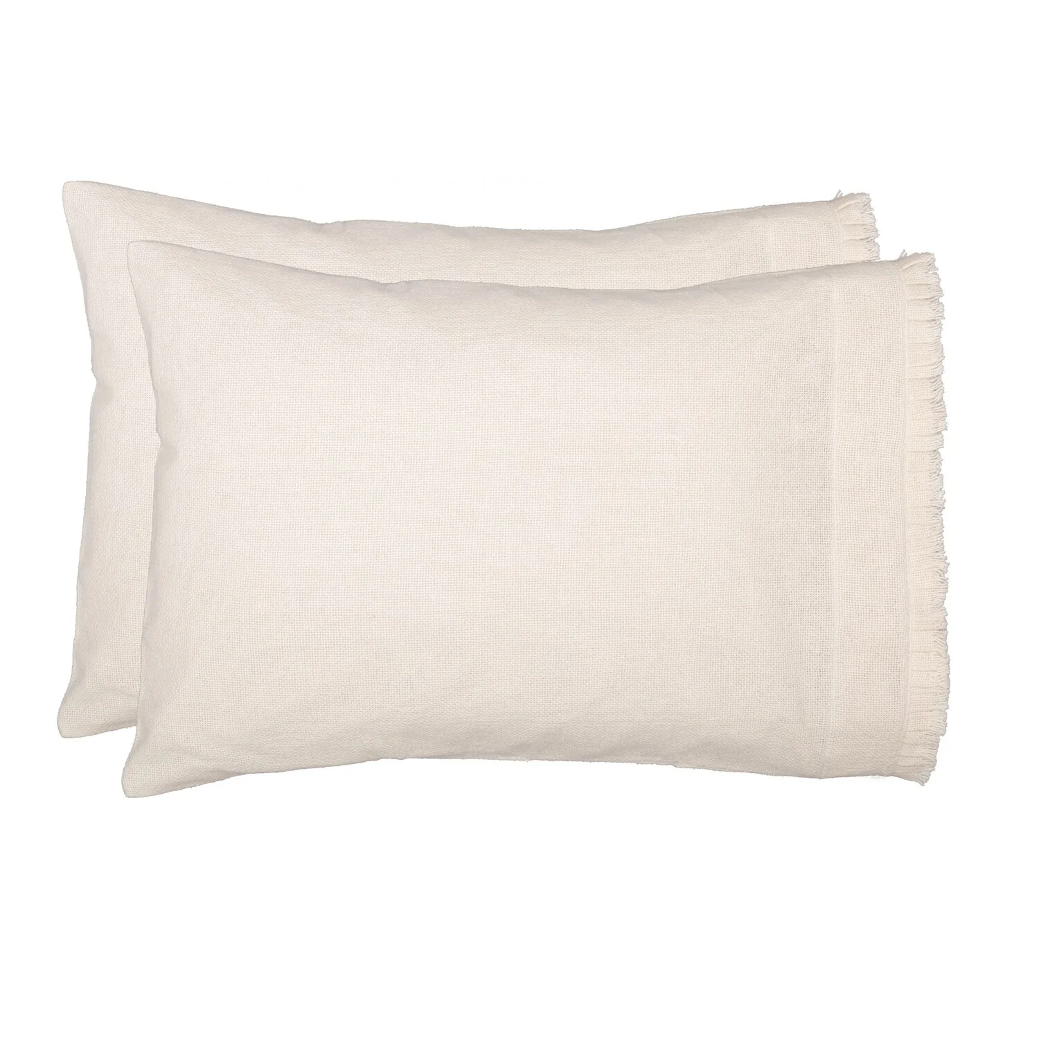 Burlap Antique White Standard Pillow Case Fringed Ruffle Set of 2