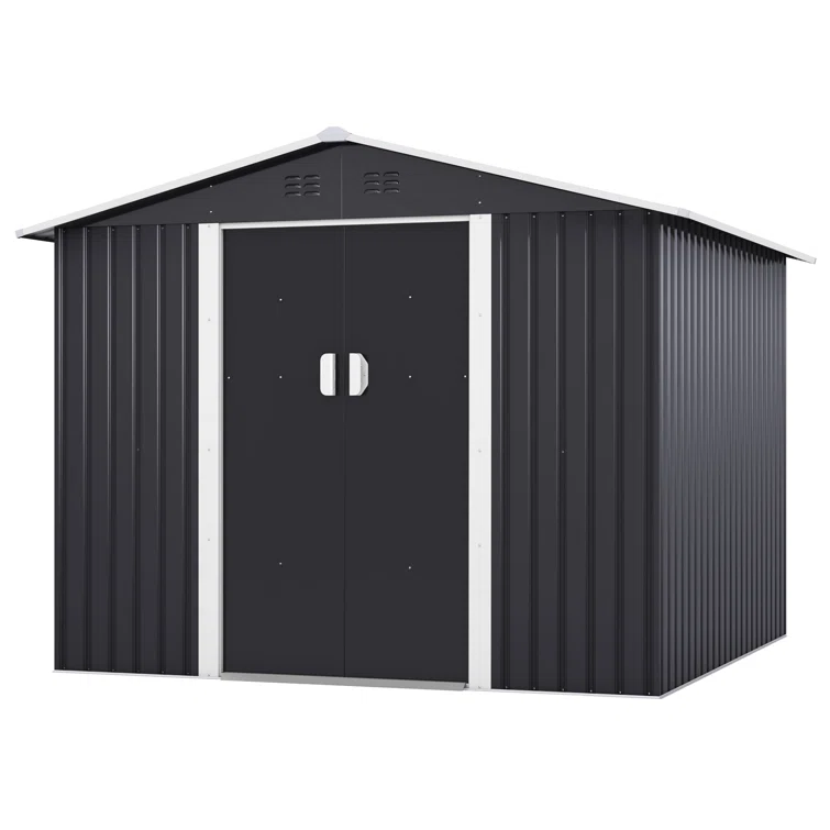8 ft. W x 8 ft. D Metal Storage Tool Shed Outdoor Storage Shed With Sliding Doors and Vents