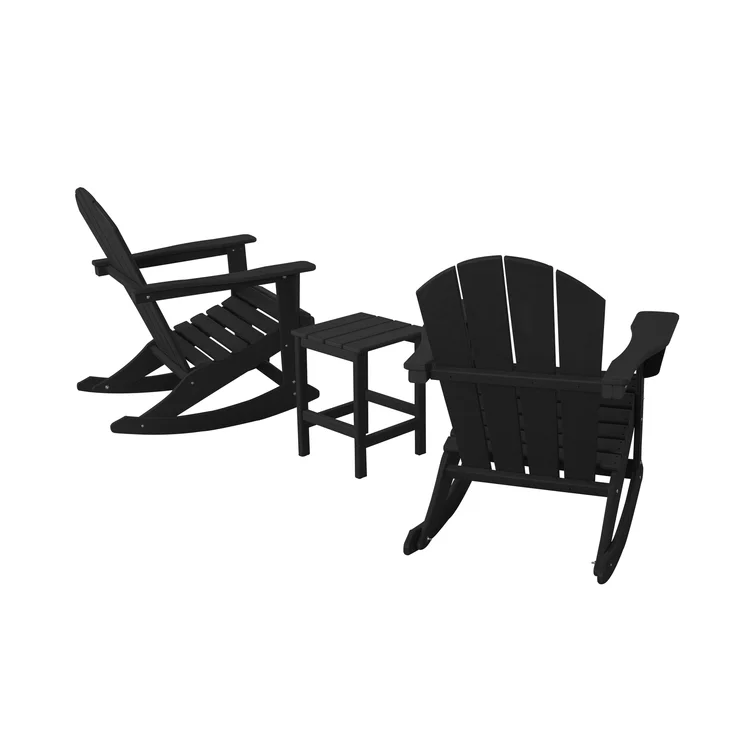 Cullan Plastic Rocking Adirondack Chair with Table