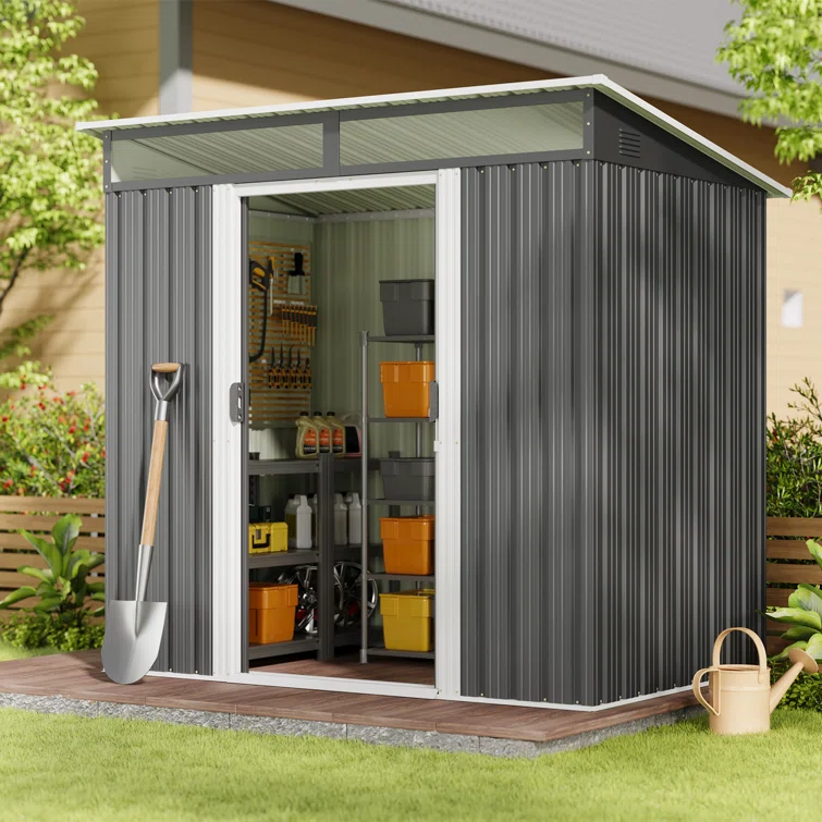 Sliding Doors 6 ft. W x 4 ft. D Metal Storage Shed