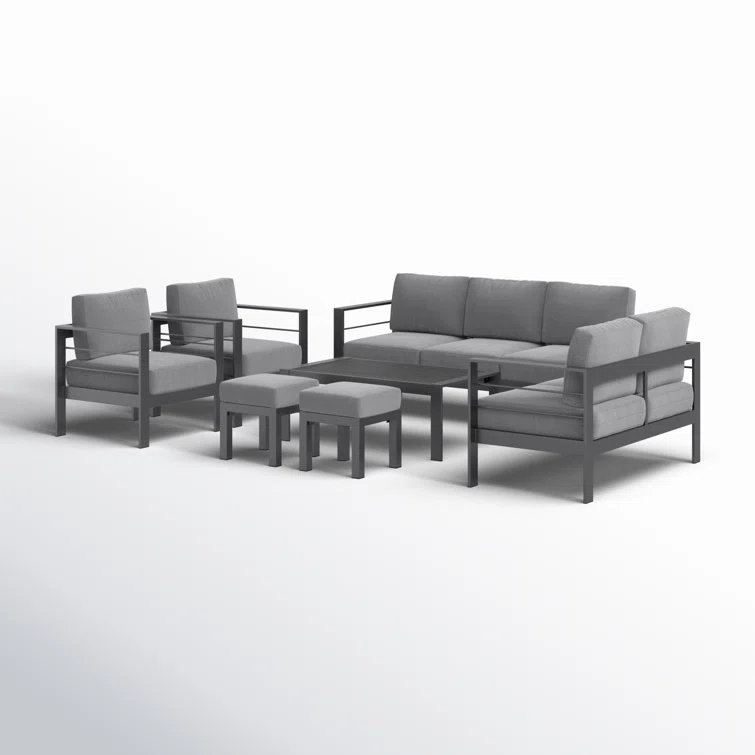 Stumbaugh 9 - Person Aluminum Sofa Seating Group with Cushions