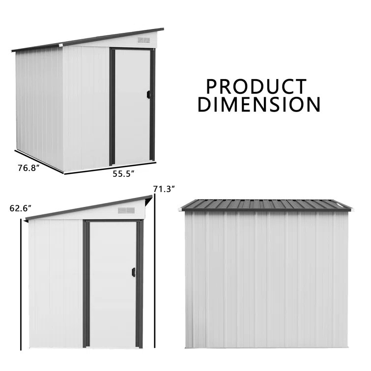 4.6 ft. W x 6.4 ft. D Galvanized Steel Lean-to Garage Shed