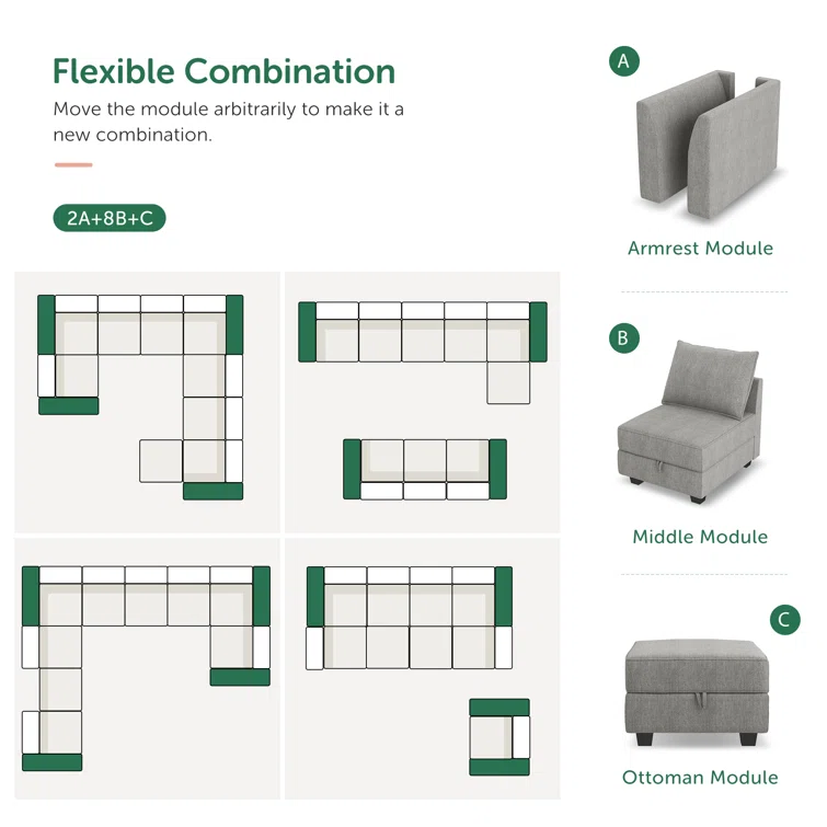 Extra Large Modular Sectional Sofa U shaped Corner Sectional