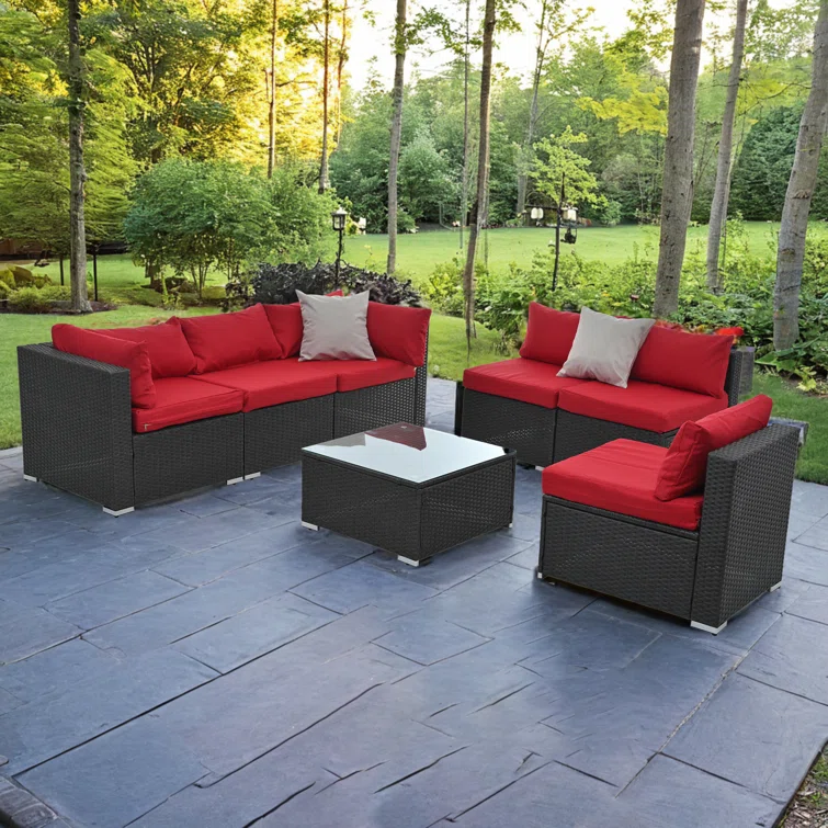Drystal 6 Pieces Wicker Outdoor Patio Sectional with Coffee Table<!-- --> <!-- -->(Set of 100)