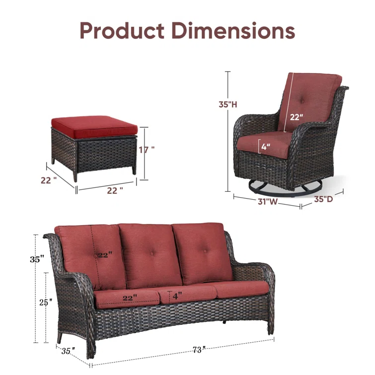 Carolina 5 - Person Outdoor Seating Group with Cushions