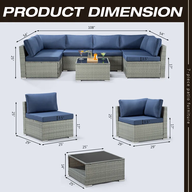 7-Piece Outdoor Seating Group with Cushions