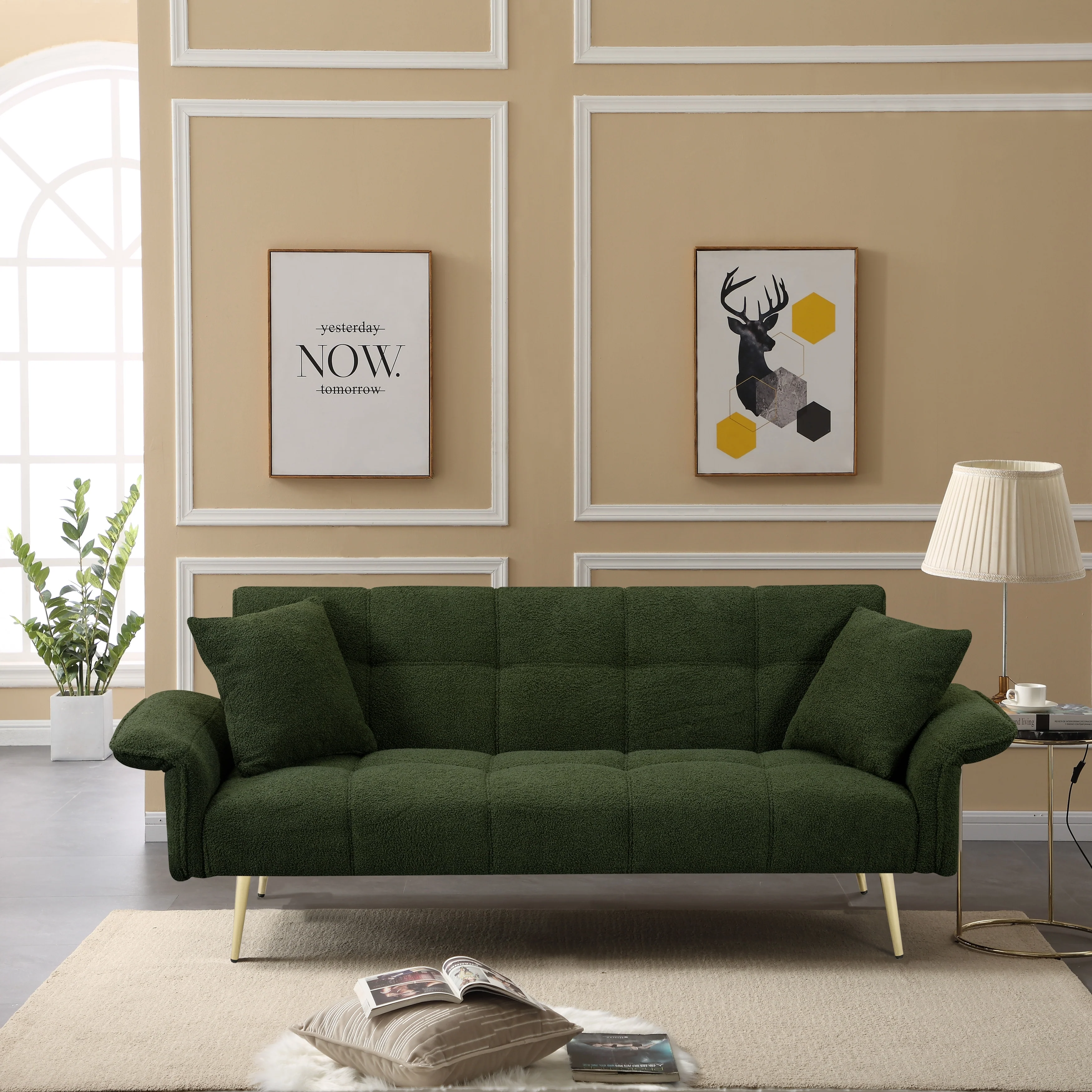 Convertible Double Sofa Bed with Folding Armrests - 31.10 x 70.00 x 31.49