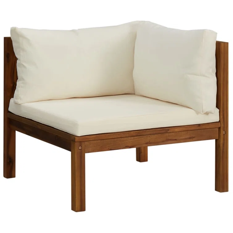 6 Piece Patio Lounge Set with Cushion Solid Acacia Wood
