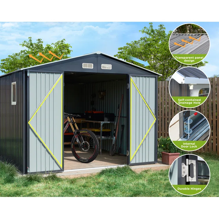 10ft W. x 12 ft. D Aluminum Corner Metal Storage Shed