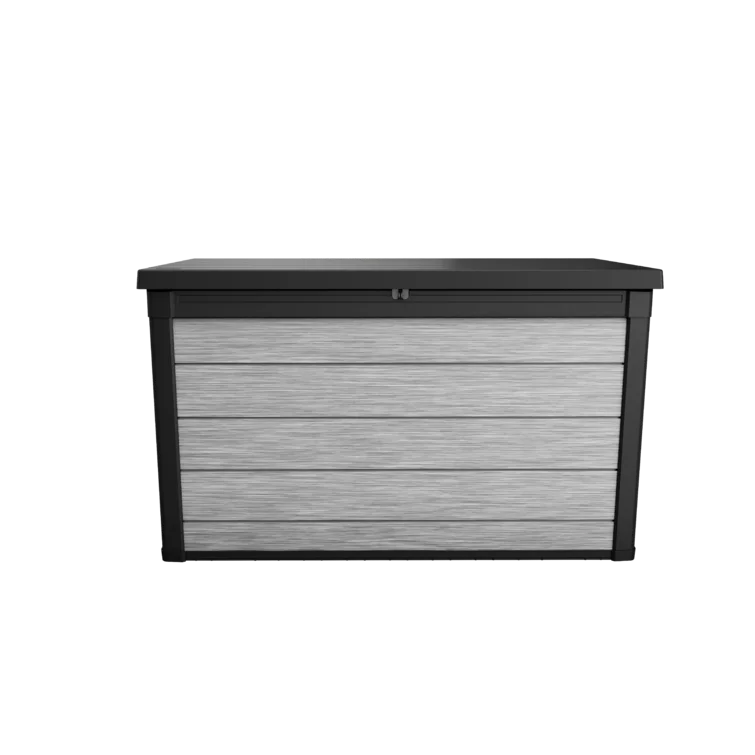 Keter Denali 200 Gallon Durable Resin Outdoor Storage and Organization Deck Box Ideal For Garden Patio Furniture and Supplies, Grey