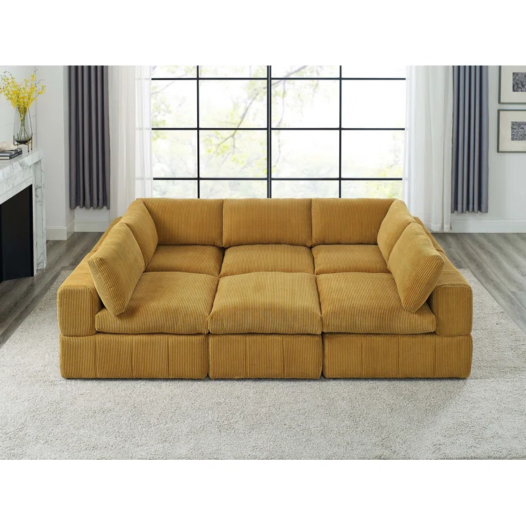 Arregui 6 - Piece Corduroy Sectional