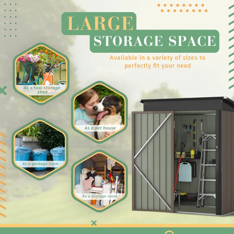 5 ft. W x 3 ft. D Metal Storage Shed