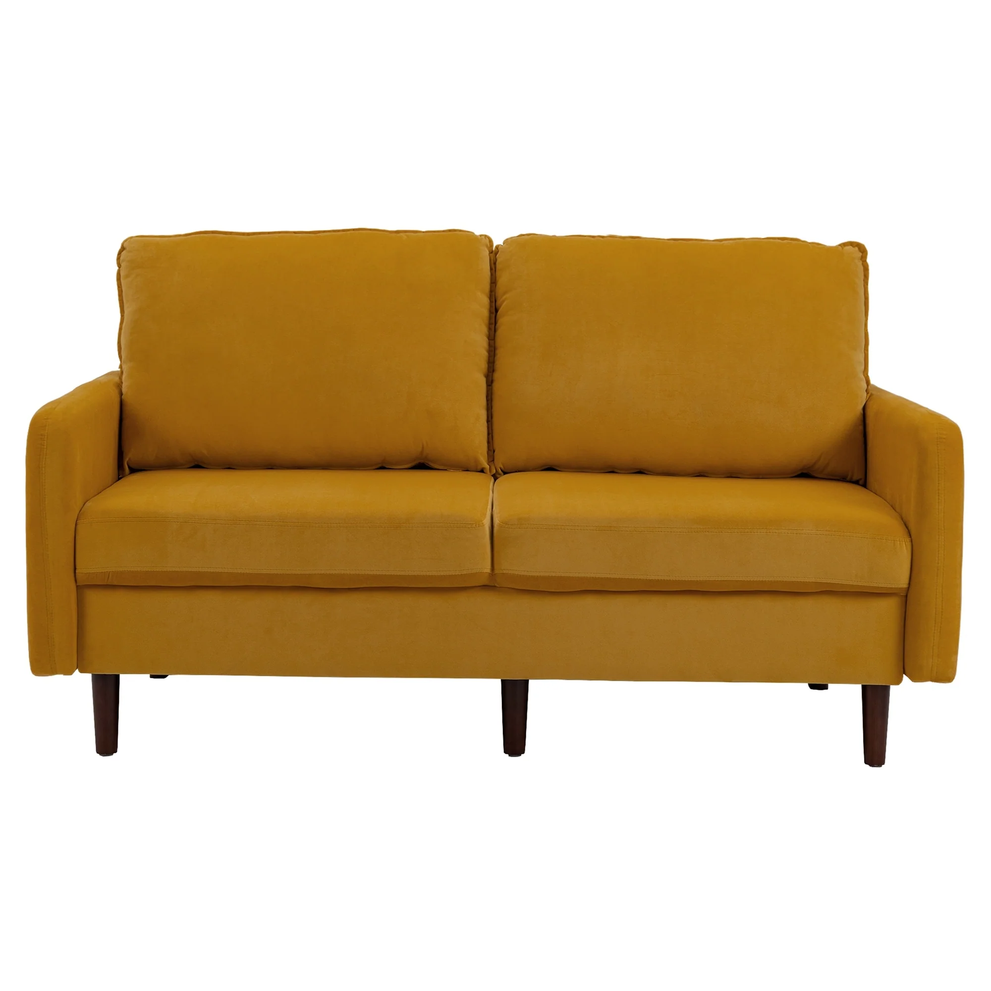 Modern Loveseat Velvet Wood Legs Sofa