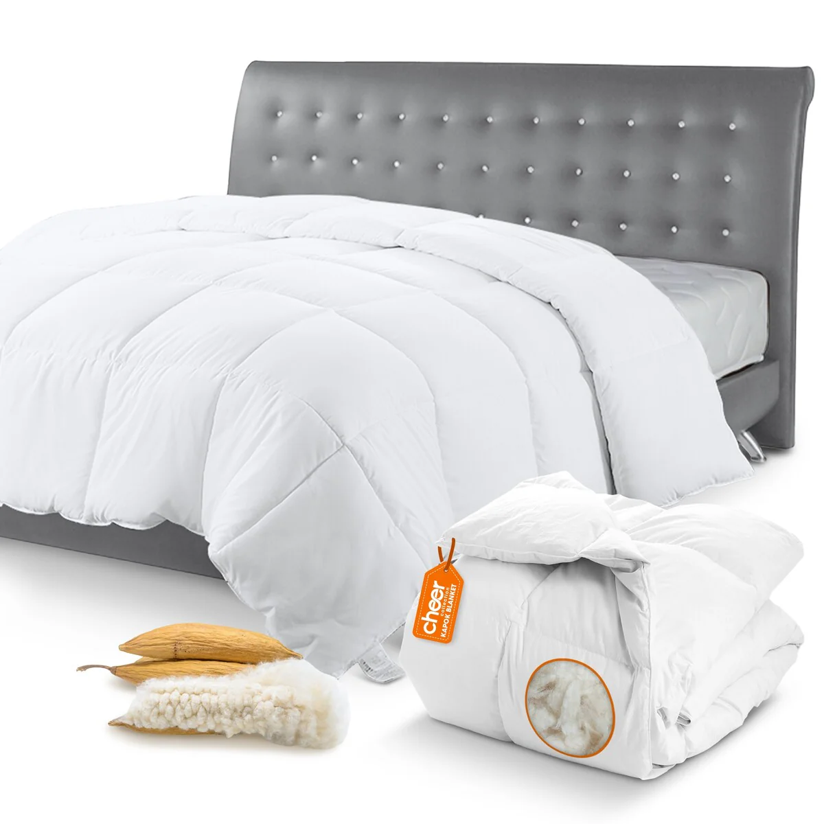 Cheer Collection Natural Kapok Fiber Comforter with Luxurious Microfiber Cover