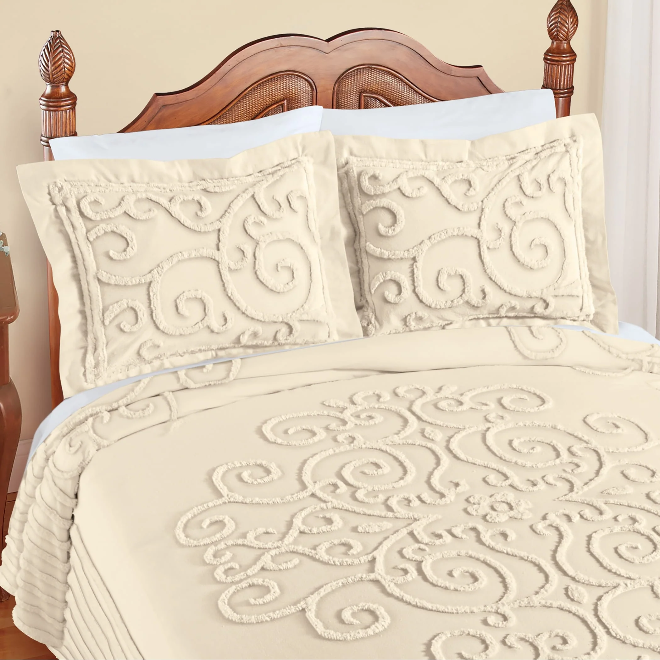 Skylar Scrolling Textured Design Chenille Pillow Sham