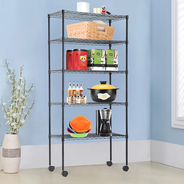 Konnor 30'' W Steel Height -Adjustable Shelving Unit with Wheels