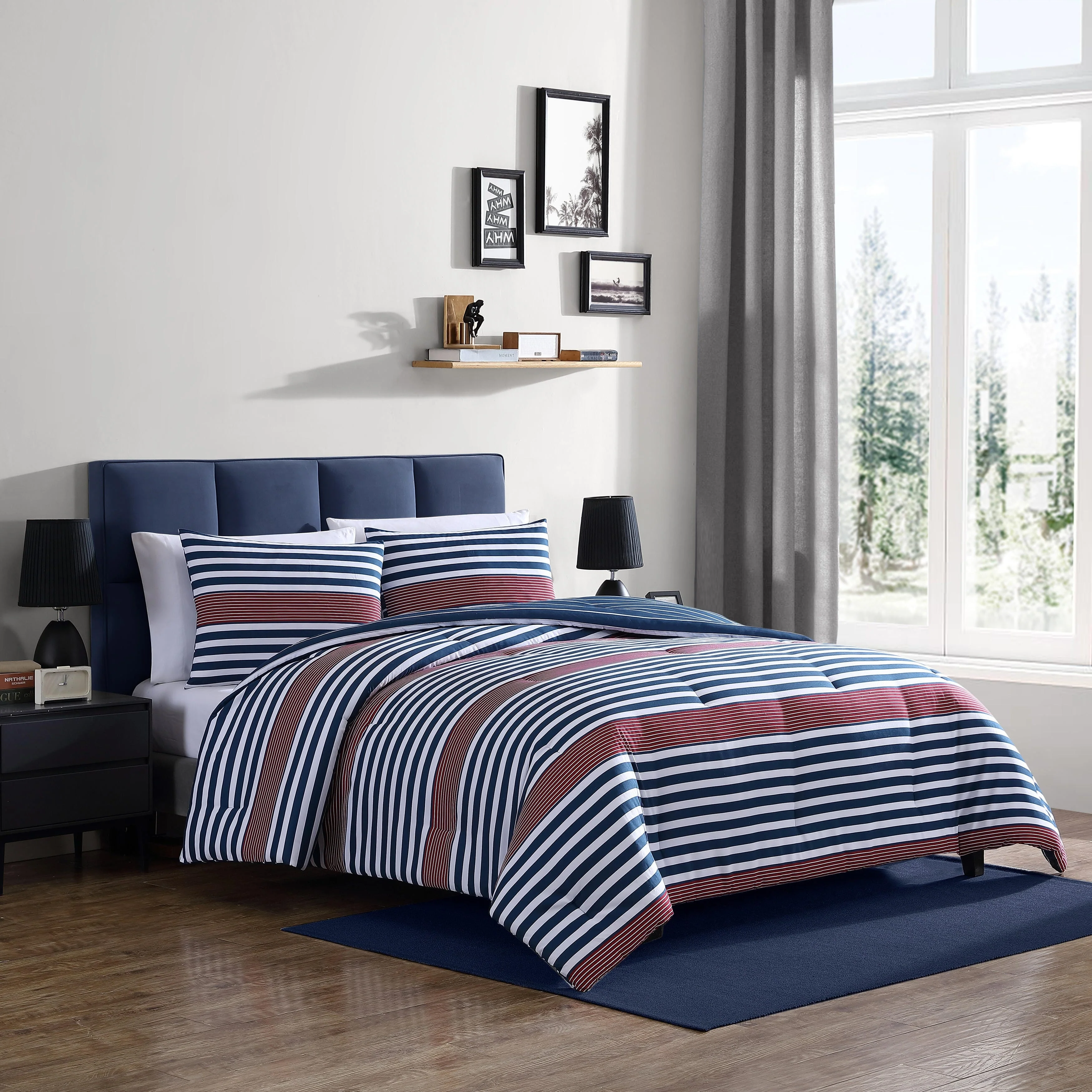 Nautica Kennedy Stripe Navy Reversible Comforter Set