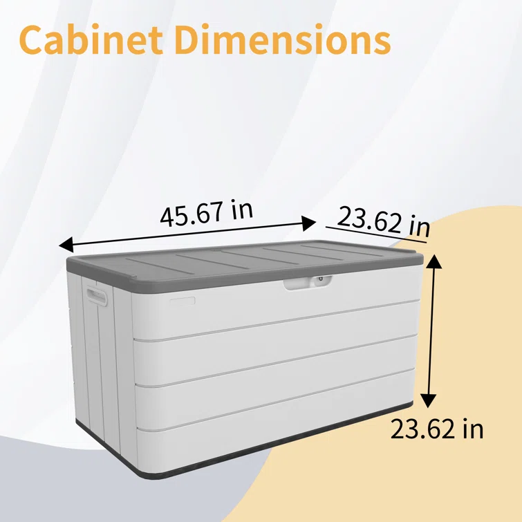 Clihome 46'' W 110 Gallons Water Resistant Lockable Deck Box in White