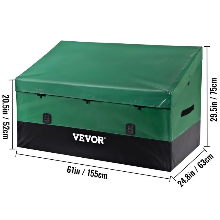 VEVOR 61'' W 150 Gallons Water Resistant Polyethylene Plastic Deck Box in Green/Black