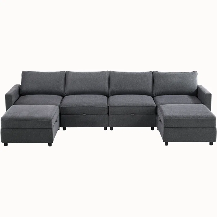 6 - Person Upholstered U-Shaped Modular Sectional Couch with Chaise