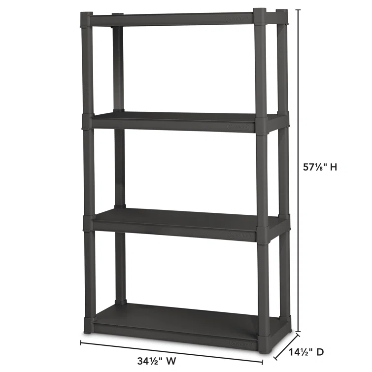 Sterilite 4 Shelf Unit Heavy Duty & Easy to Assemble Plastic Storage Unit