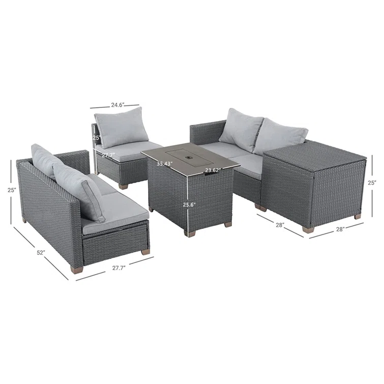 Quyen 5 Piece Sofa Seating Group with Cushions