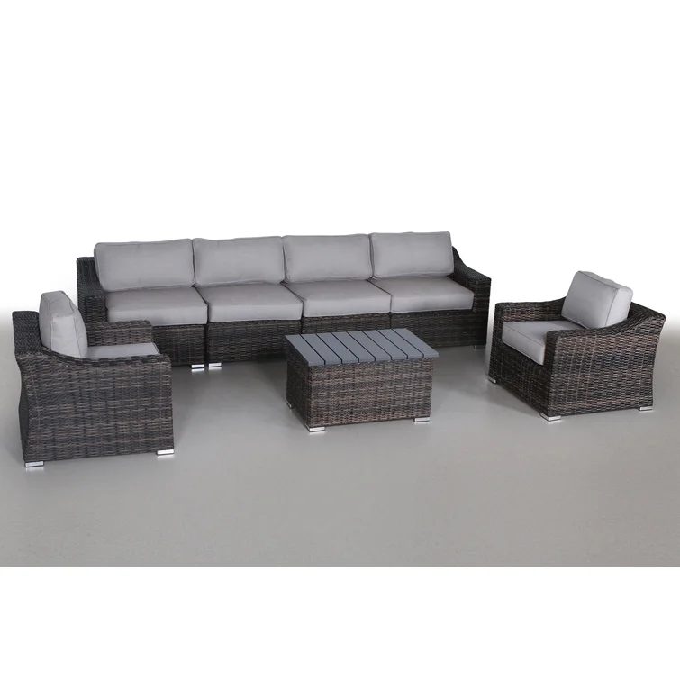 Dayse Fully Assembled 6 - Person Seating Group with Cushions |All-weather wicker sectional