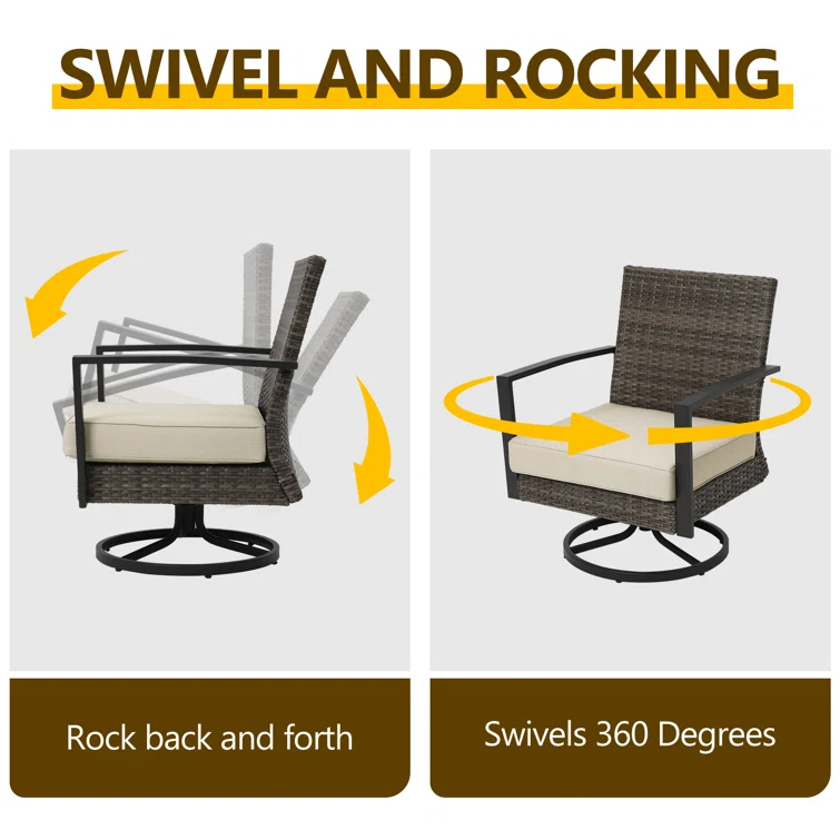 Patio Swivel Dining Chairs Set With Cushions