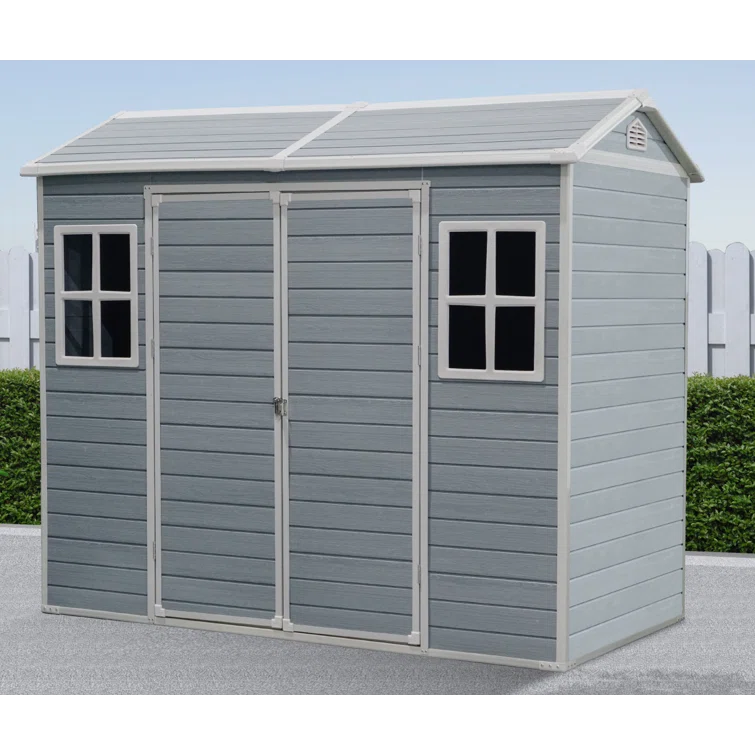 Outdoor Storage Shed Blue Gray Steep Slope