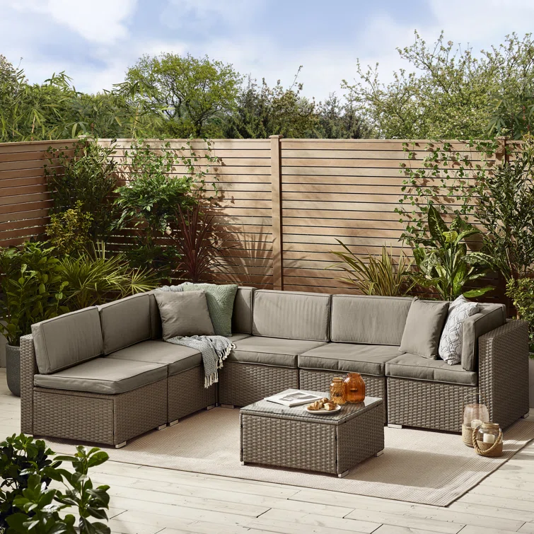 Miacomet Modular Garden Sofa and Table PE Rattan for Modern Gardens and Patios (Cover Included)