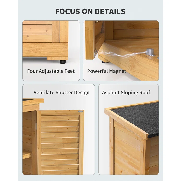 Aiho 3 ft. W x 1 ft. D Solid Wood Vertical Storage Shed