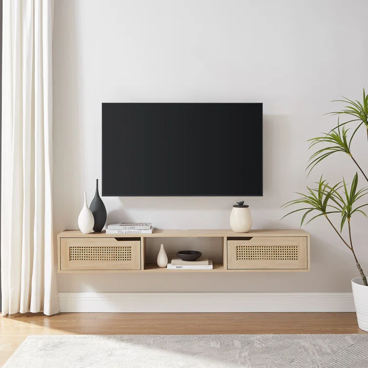 Petoskey Floating Wall Mounted TV Stand with 2-Dropdown Doors