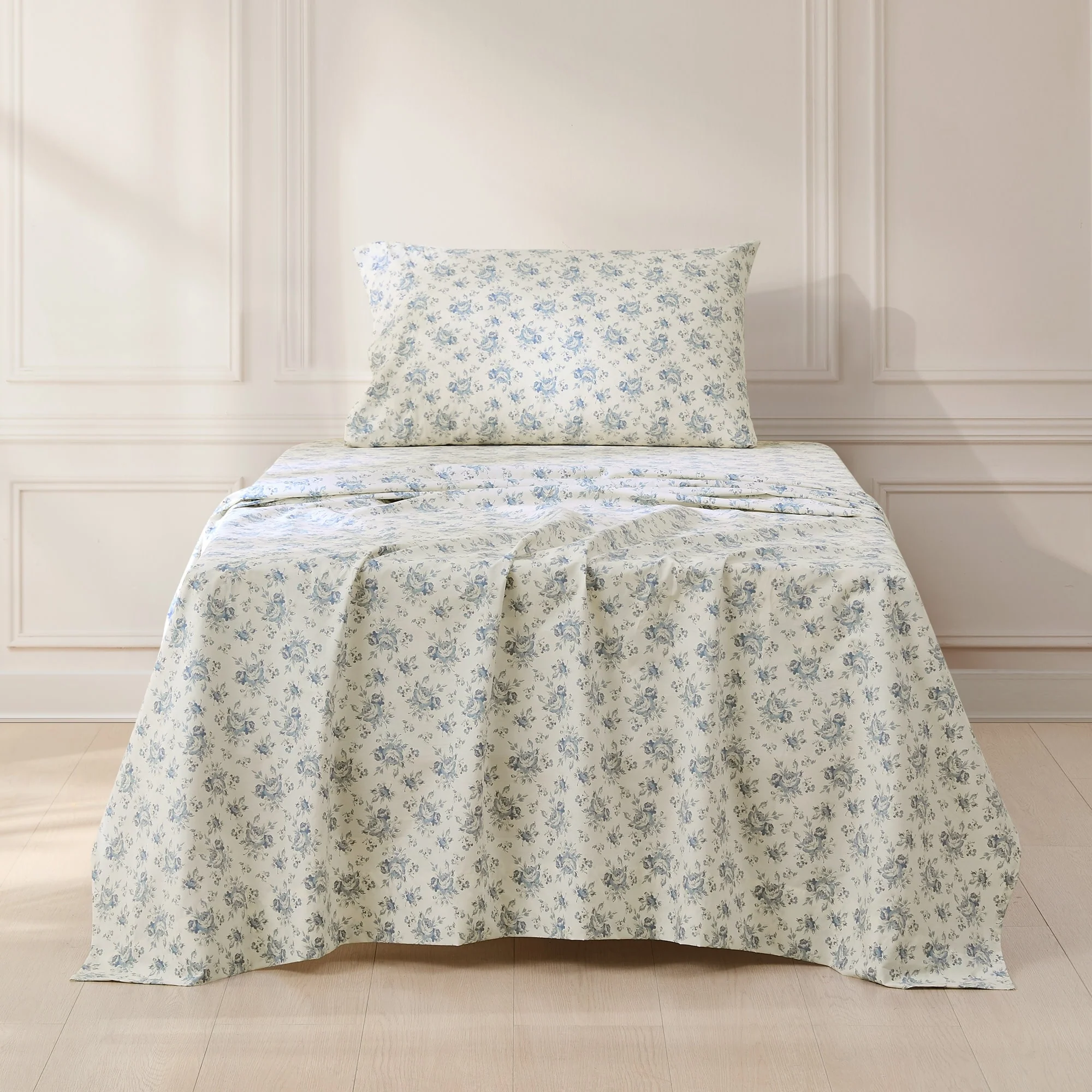 Lush Decor Rose Garden Blue Cotton Sheet Set