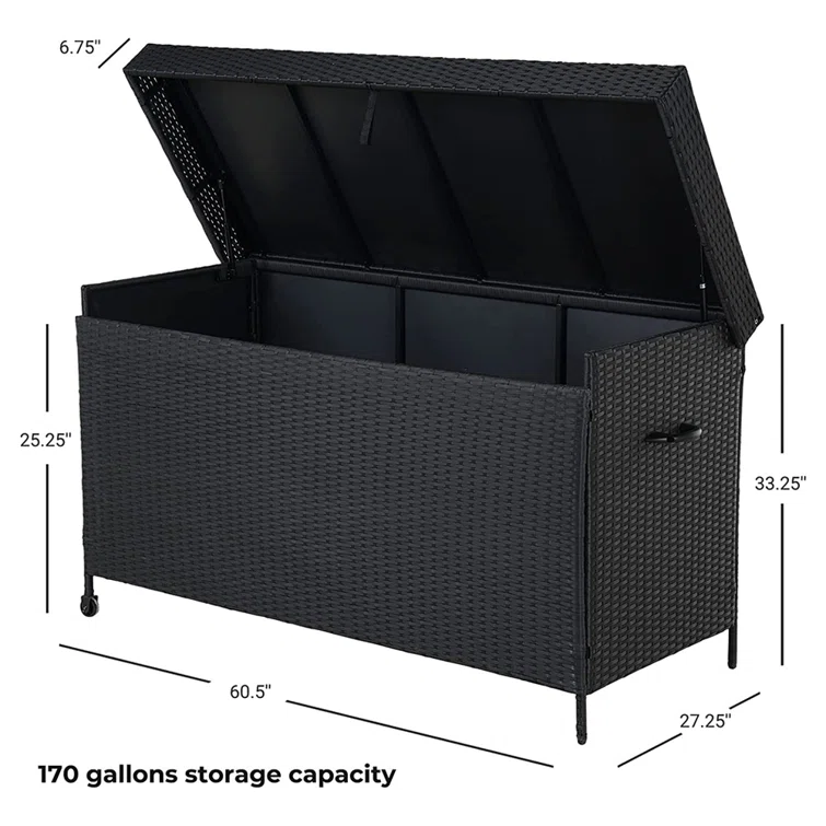 Ebern Designs Maritssa 60.5'' W 170 Gallons Water Resistant Deck Box