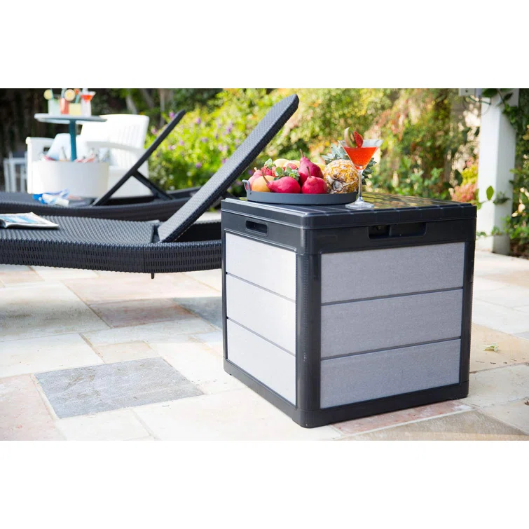 Fish Hunter 20.8'' W 30 Gallons Water Resistant Resin Lockable Deck Box in Gray/Black