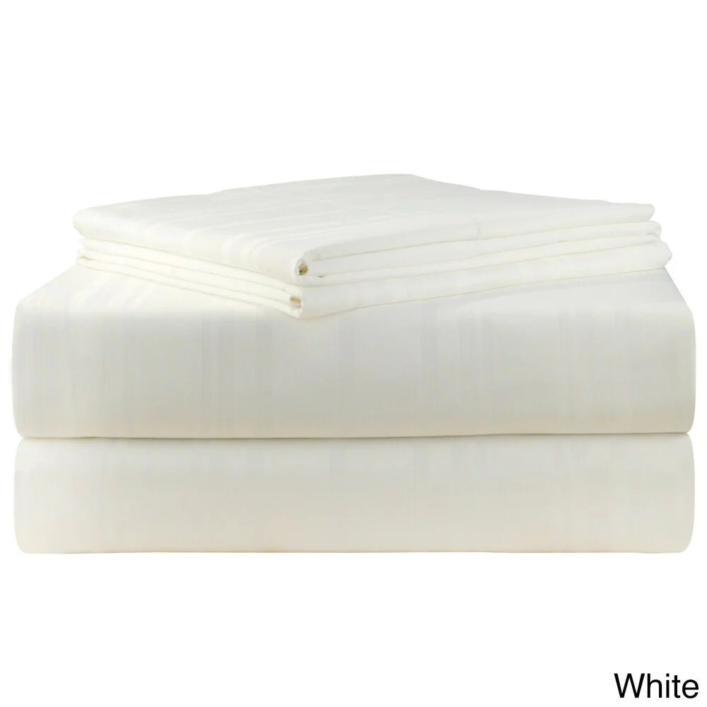 Pointehaven 510 Thread Count Stripe Sateen Pima Cotton Pillowcases (Set of 2)