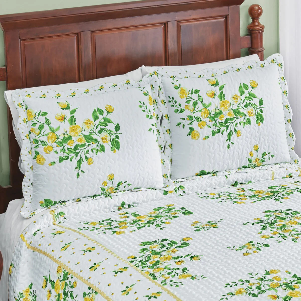 Beautiful Soft Yellow Floral Print Pillow Sham
