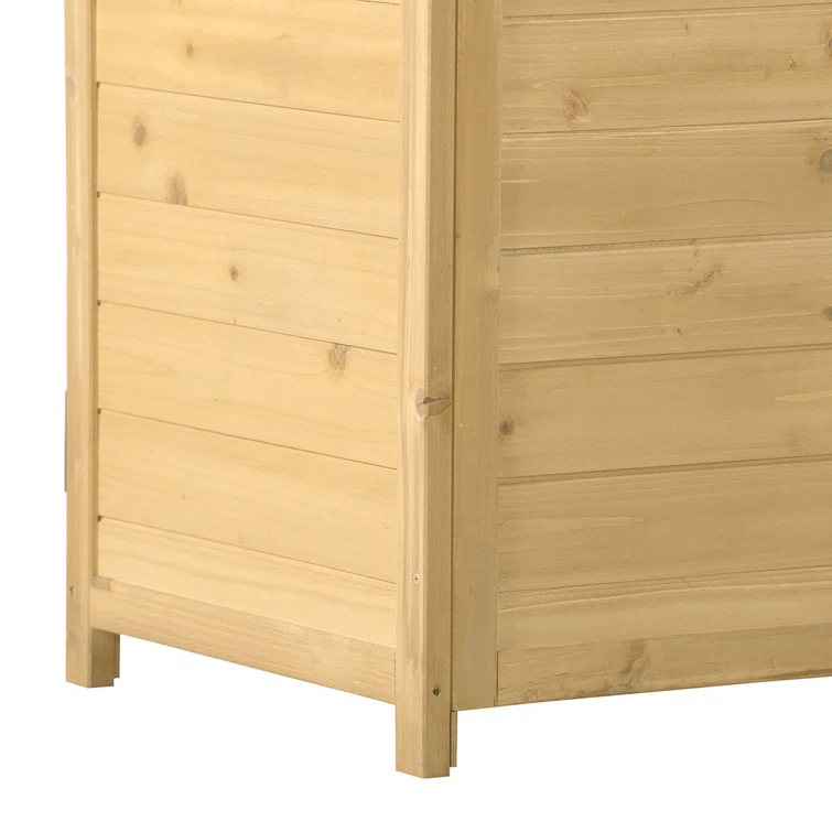 Outdoor Storage Cabinet, Wood Garden Shed, Lockable Doors & Asphalt Roof, 3-tier Shelves