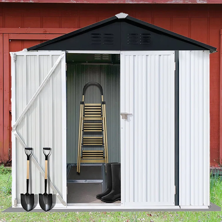 Outdoor Storage Shed 6FT X 4FT, Tool Shed Storage House with Door, Metal Sheds Outdoor Storage