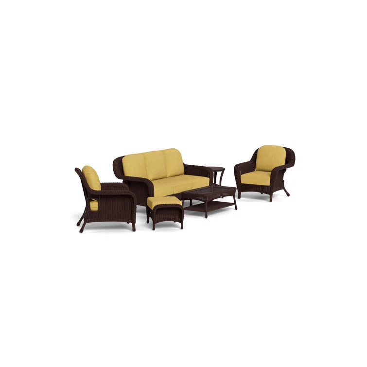 Sea Pines Wicker/Rattan 5 - Person Seating Group with Cushions