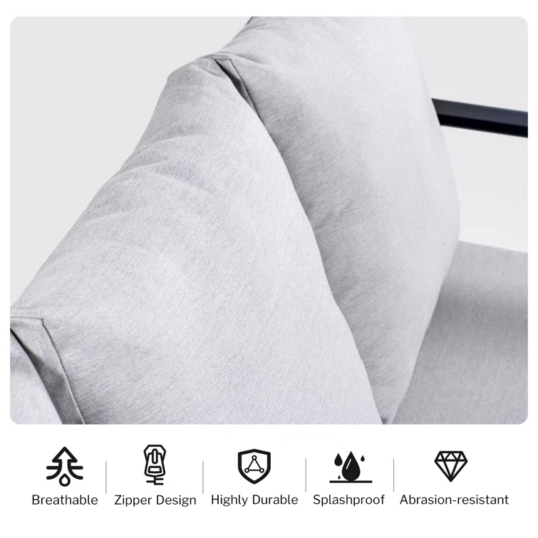 5 - Person Silver Gray Outdoor Seating Group with Cushions