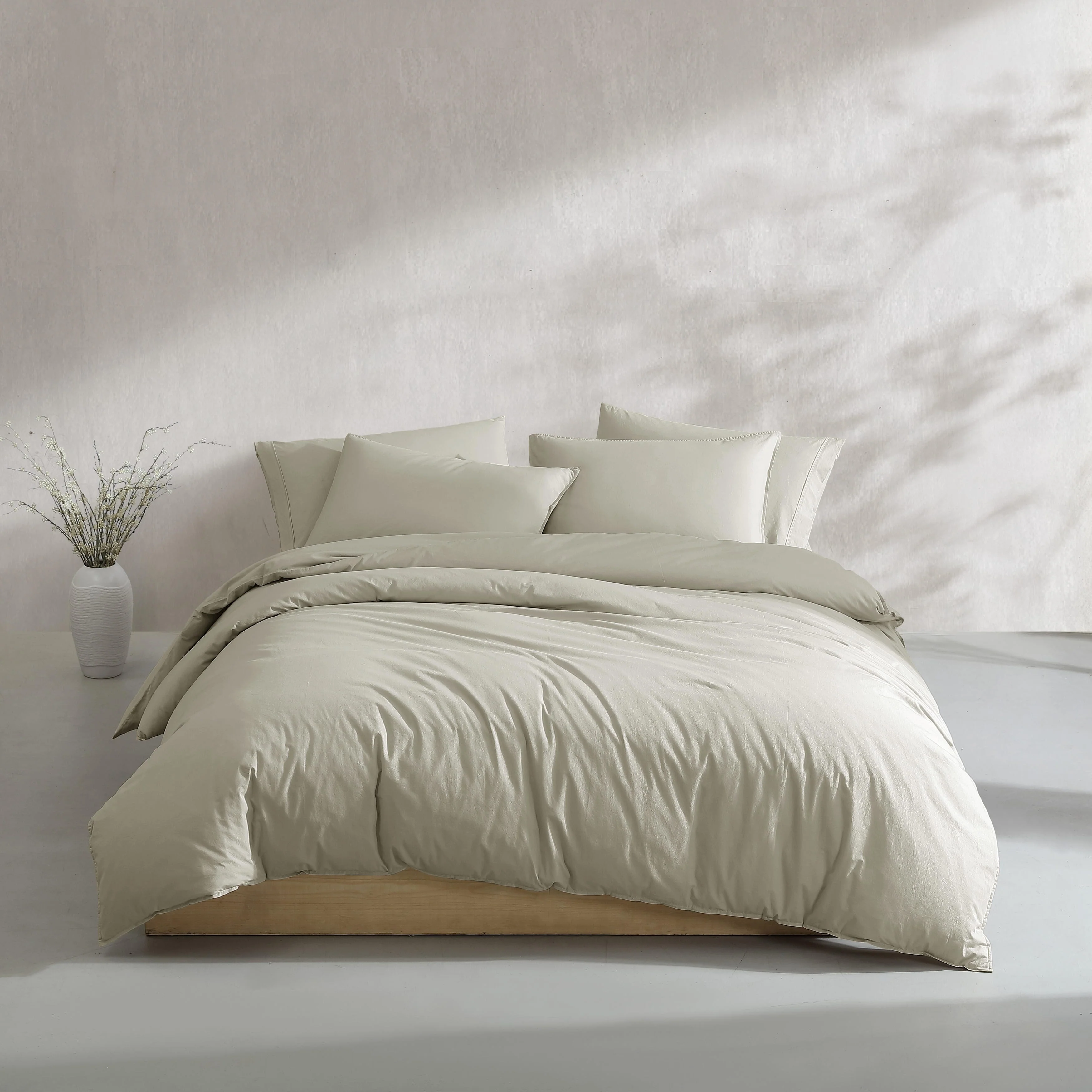 Calvin Klein Washed Percale Cotton Solid Comforter Set