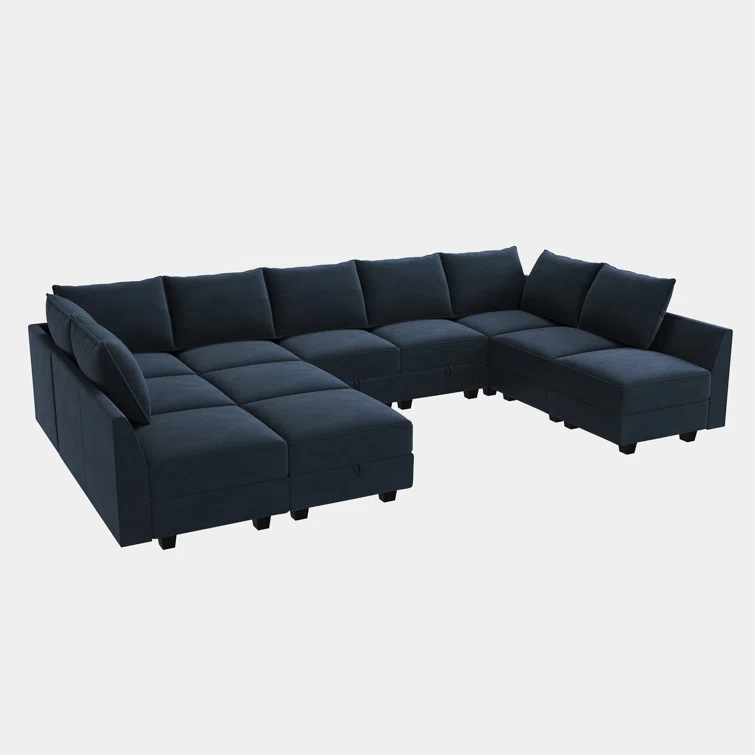Kandle Velvet Upholstered Chaise Sectional