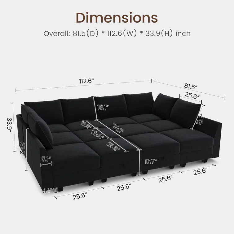 Kandle Upholstered Velvet Modular Sectional