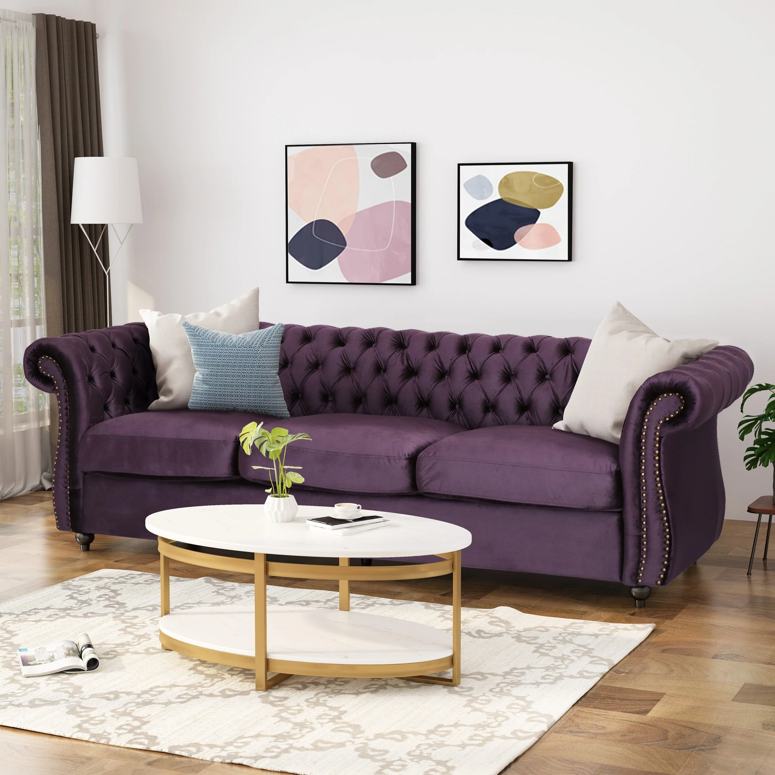 Somerville Chesterfield Tufted Velvet Sofa by Christopher Knight Home