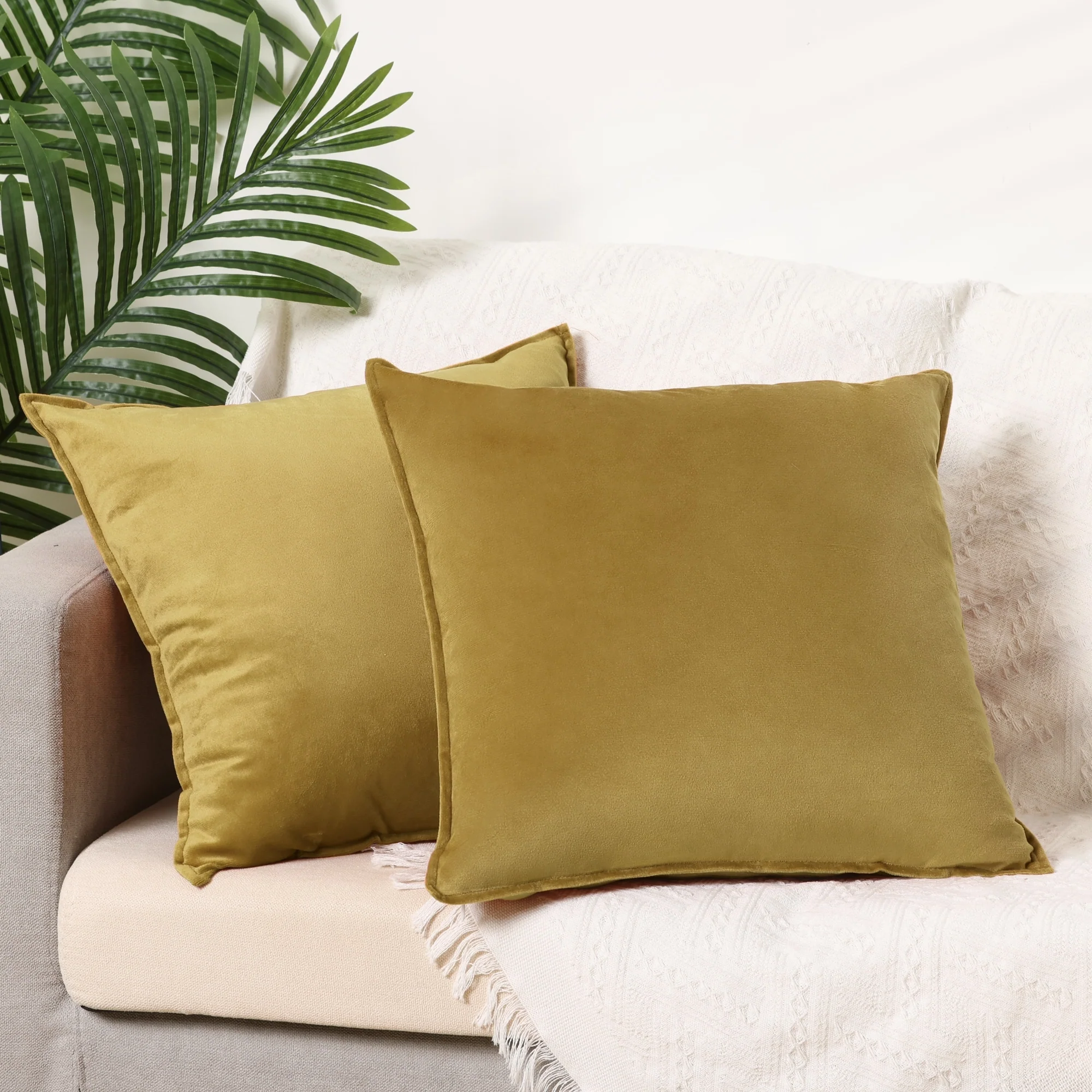 Pack of 2 Decorative Velvet Pillow Covers Home Decor Solid Pillow Cover