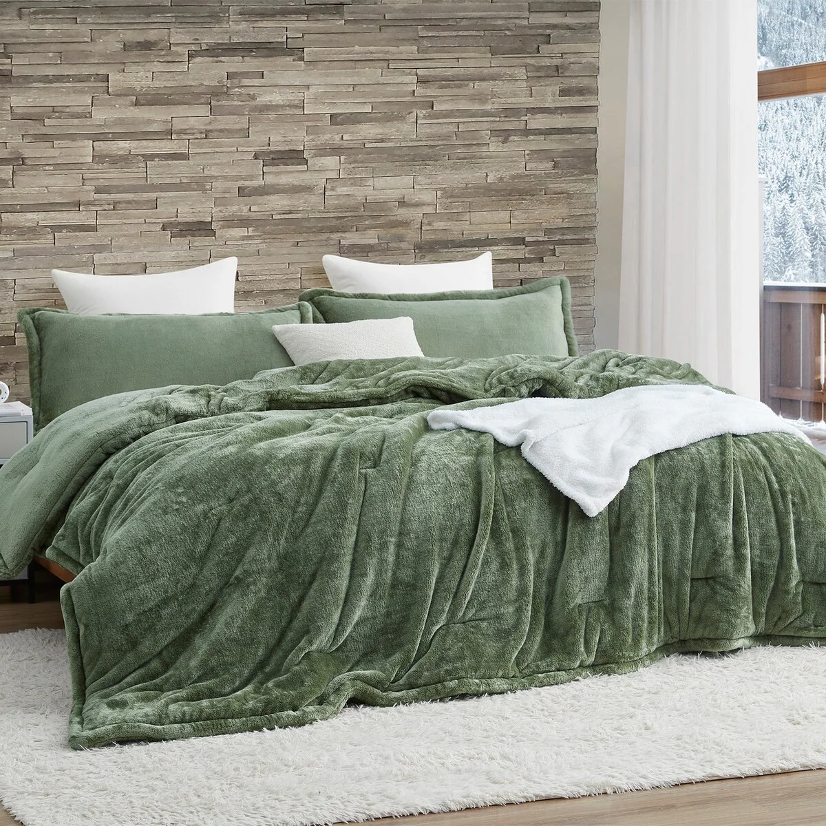 Softer than Soft? - Coma Inducer? Oversized Comforter Set - Double Plush Montana Green